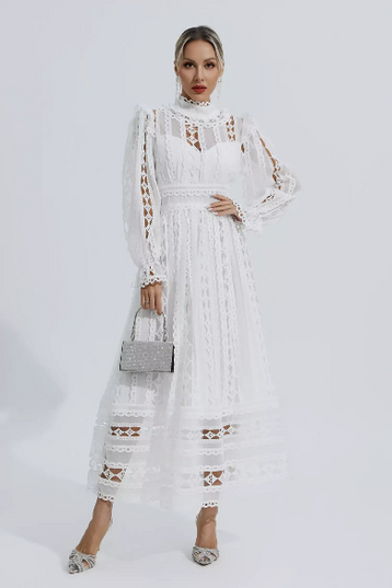 Mackenzie™ | Turtle Necked Lace Long Sleeved Dress Dresses