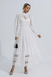 Mackenzie™ | Turtle Necked Lace Long Sleeved Dress Dresses