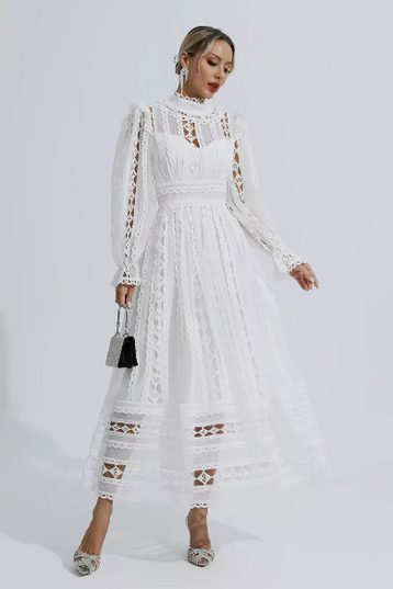 Mackenzie™ | Turtle Necked Lace Long Sleeved Dress Dresses