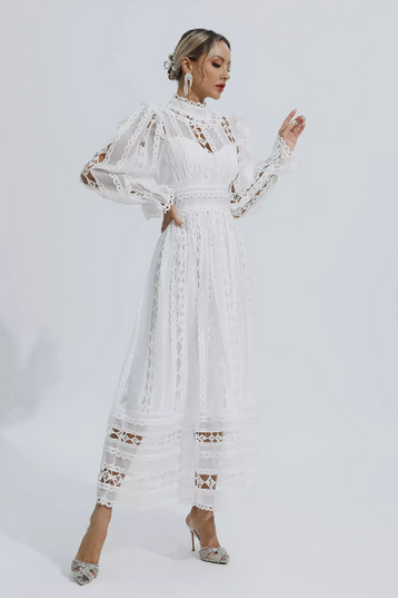 Mackenzie™ | Turtle Necked Lace Long Sleeved Dress Dresses
