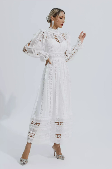 Mackenzie™ | Turtle Necked Lace Long Sleeved Dress Dresses