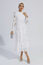 Nerissa™ | Embroidered Lace Midi Dress Dresses