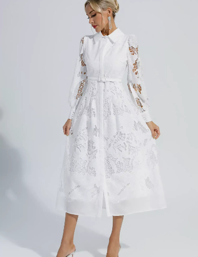 Nerissa™ | Embroidered Lace Midi Dress XL Dresses
