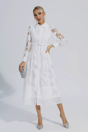 Nerissa™ | Embroidered Lace Midi Dress S Dresses