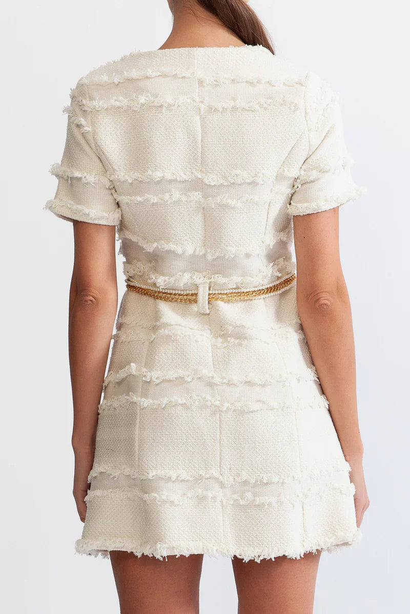 Faith™ | Beige Pearl Chain Tweed Dress Dresses
