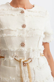 Faith™ | Beige Pearl Chain Tweed Dress Dresses
