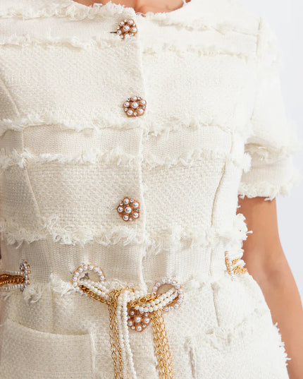 Faith™ | Beige Pearl Chain Tweed Dress Dresses