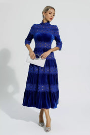 Noelle™ | Heavy Hollow Embroidery Thigh-Slimming Dress Blue Dresses