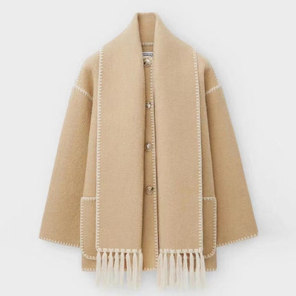 Elegant Wool Cape Jacket Persimmons Cozy Wool Cape Jacket