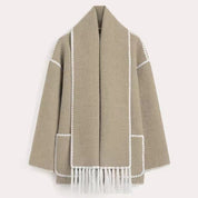 Elegant Wool Cape Jacket Grey Cozy Wool Cape Jacket