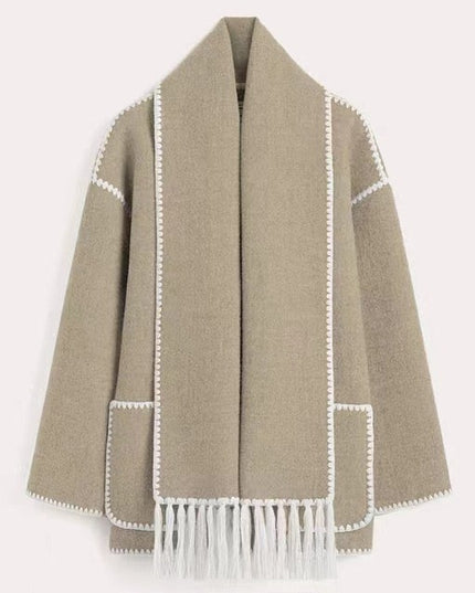 Elegant Wool Cape Jacket Grey Cozy Wool Cape Jacket