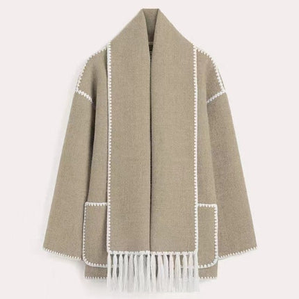 Elegant Wool Cape Jacket Grey Cozy Wool Cape Jacket