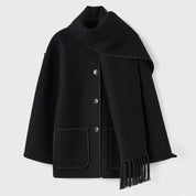 Elegant Wool Cape Jacket Black Cozy Wool Cape Jacket