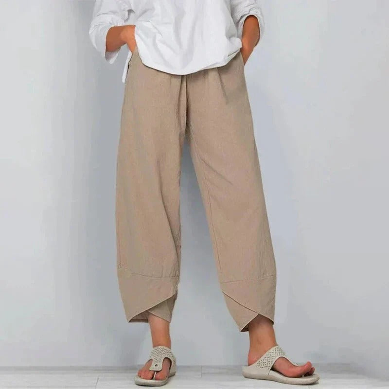Leona Comfortable Pants - Style & Ease Khaki TROUSERS