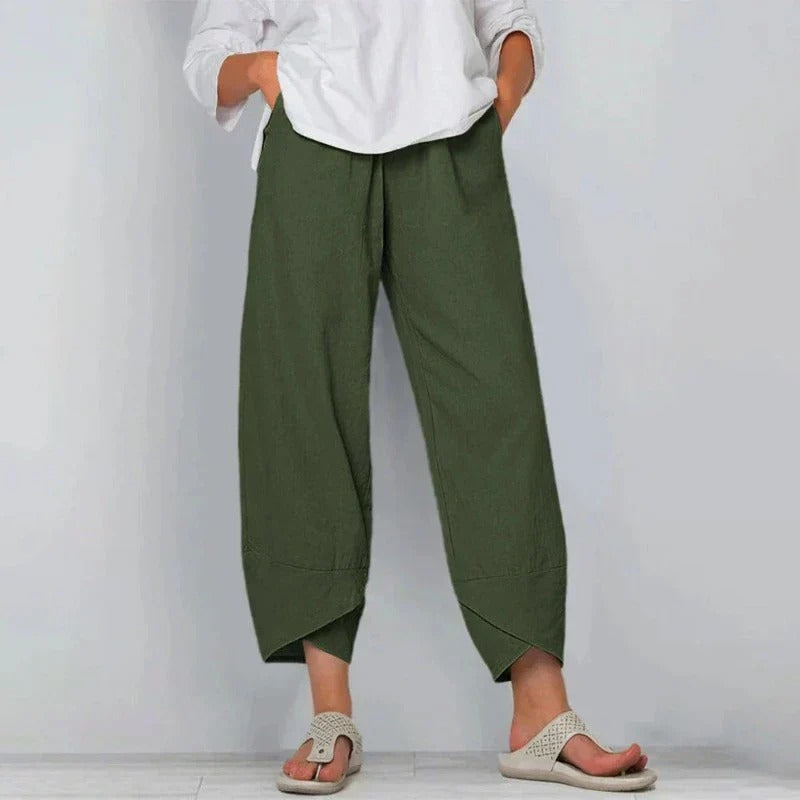 Leona Comfortable Pants - Style & Ease Military Green TROUSERS