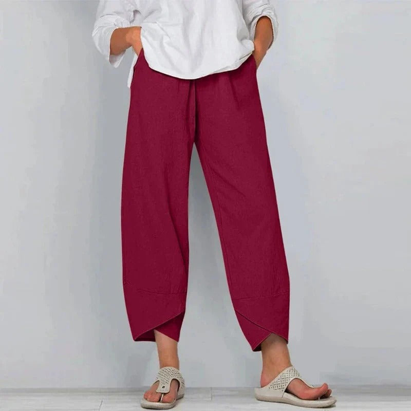 Leona Comfortable Pants - Style & Ease Red TROUSERS