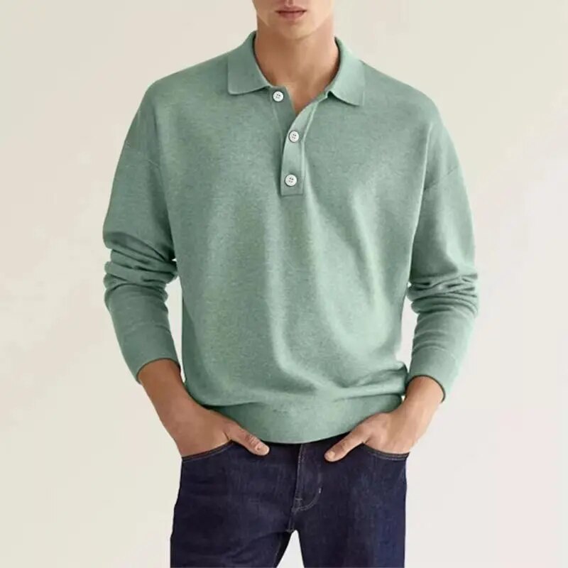 Bradley | Long Sleeved Polo Shirt Green Polos Shirts