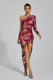 Pink Sequin Dress With Slit For Glamorous Events L Dresses