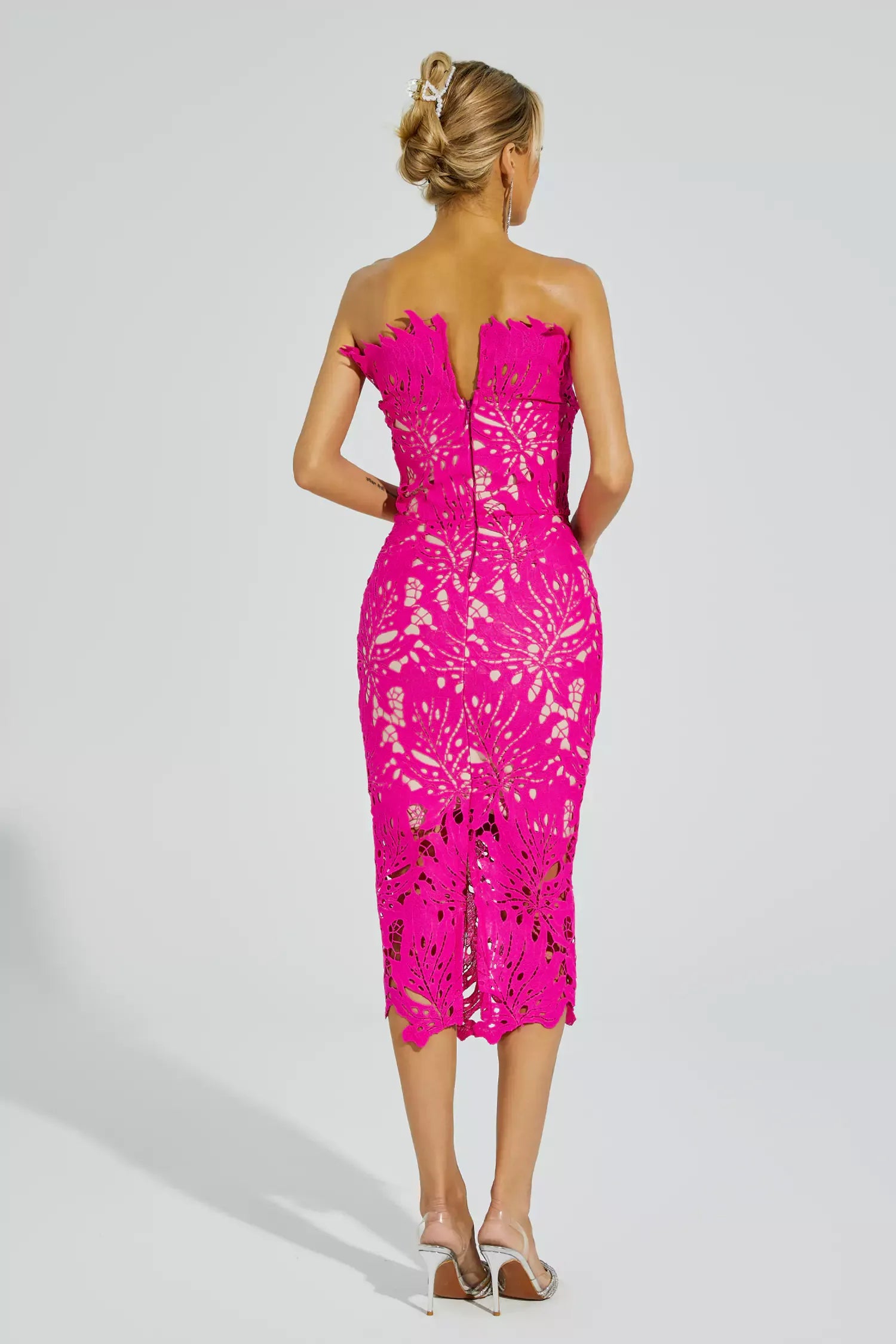 Aurora™ | Rose Red Floral Lace Midi Dress Dresses