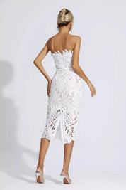Greta™ | White Floral Lace Midi Dress Dresses