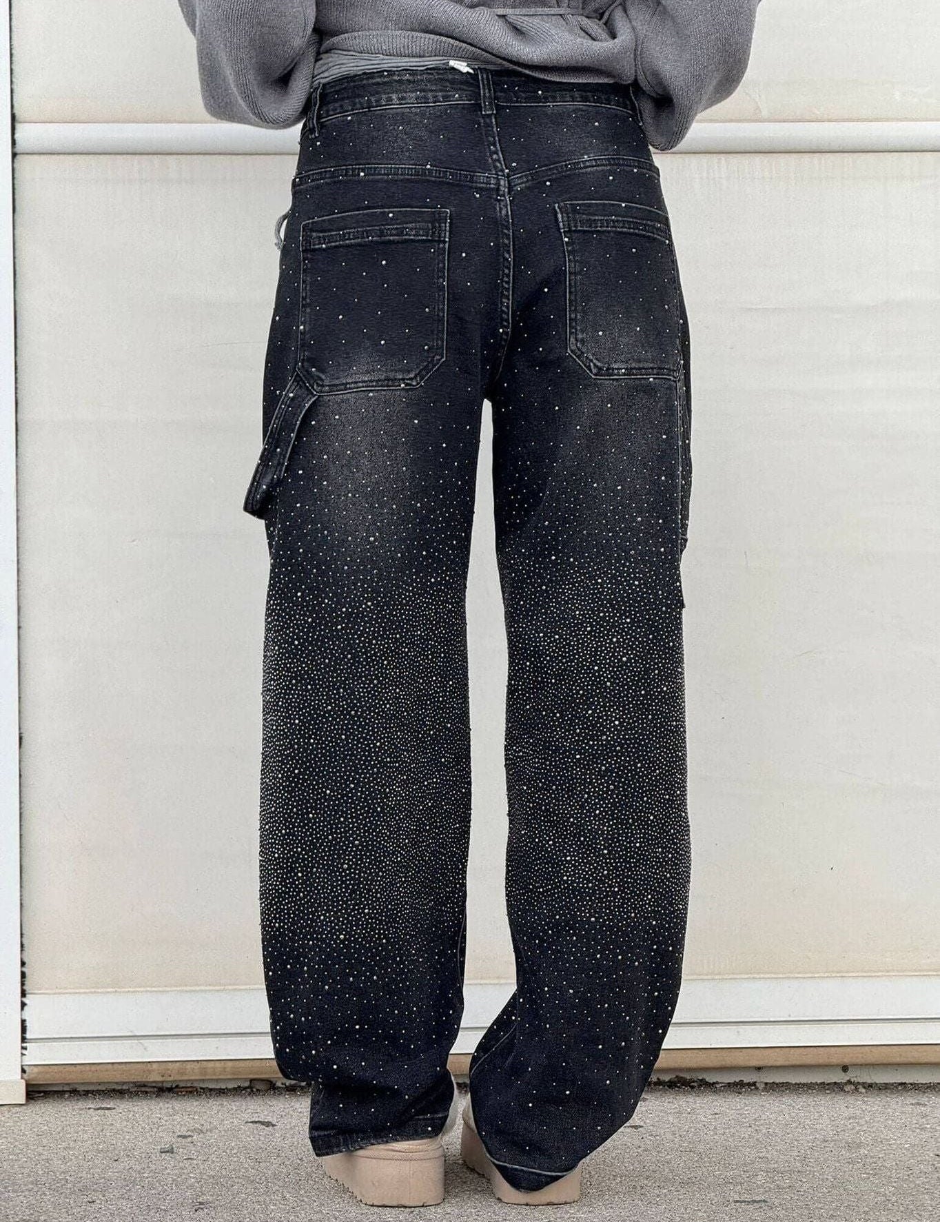 Celeste | Rhinestone Wide-Leg Jeans Pants