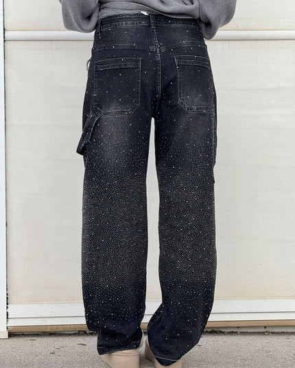Celeste | Rhinestone Wide-Leg Jeans Pants