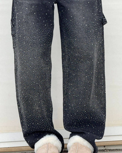 Celeste | Rhinestone Wide-Leg Jeans Pants