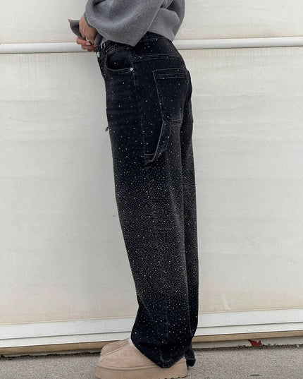Celeste | Rhinestone Wide-Leg Jeans Pants