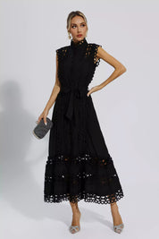 Kyra™ | Black Sleeveless Hollow Maxi Dress S Dress