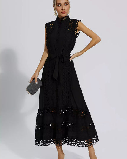 Kyra™ | Black Sleeveless Hollow Maxi Dress S Dress