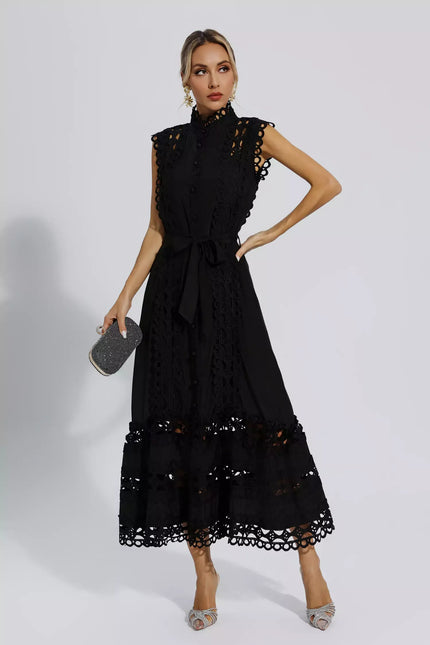 Kyra™ | Black Sleeveless Hollow Maxi Dress S Dress