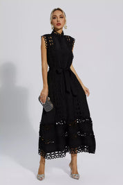 Black Sleeveless Hollow Maxi Dress XL Dresses