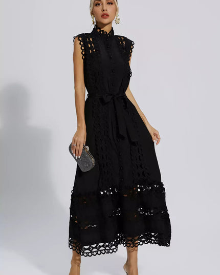 Kyra™ | Black Sleeveless Hollow Maxi Dress XL Dress