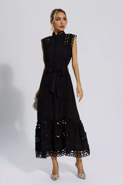 Kyra™ | Black Sleeveless Hollow Maxi Dress L Dress
