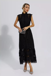 Kyra™ | Black Sleeveless Hollow Maxi Dress Dress