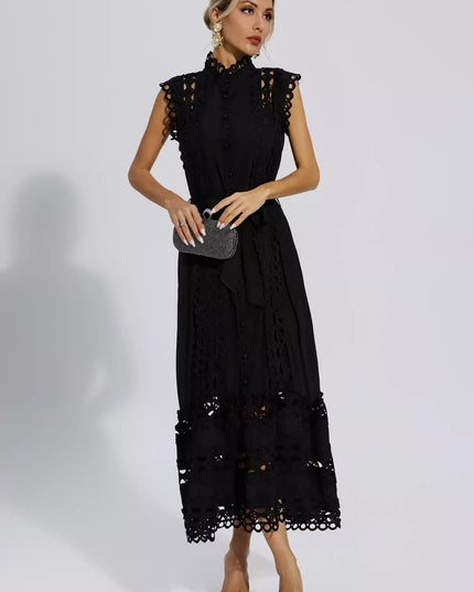 Kyra™ | Black Sleeveless Hollow Maxi Dress Dress