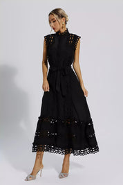 Black Sleeveless Hollow Maxi Dress Dresses