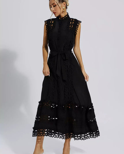 Kyra™ | Black Sleeveless Hollow Maxi Dress Dress