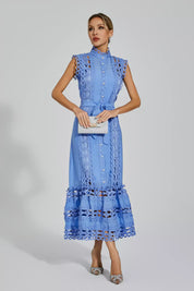 Nica™ | Blue Sleeveless Hollow Maxi Dress Dresses
