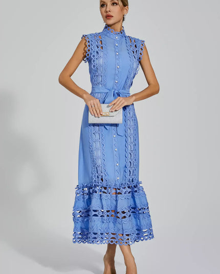Nica™ | Blue Sleeveless Hollow Maxi Dress Dresses