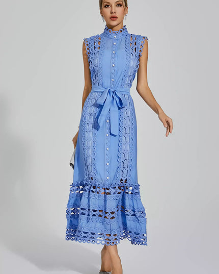 Nica™ | Blue Sleeveless Hollow Maxi Dress XL Dresses
