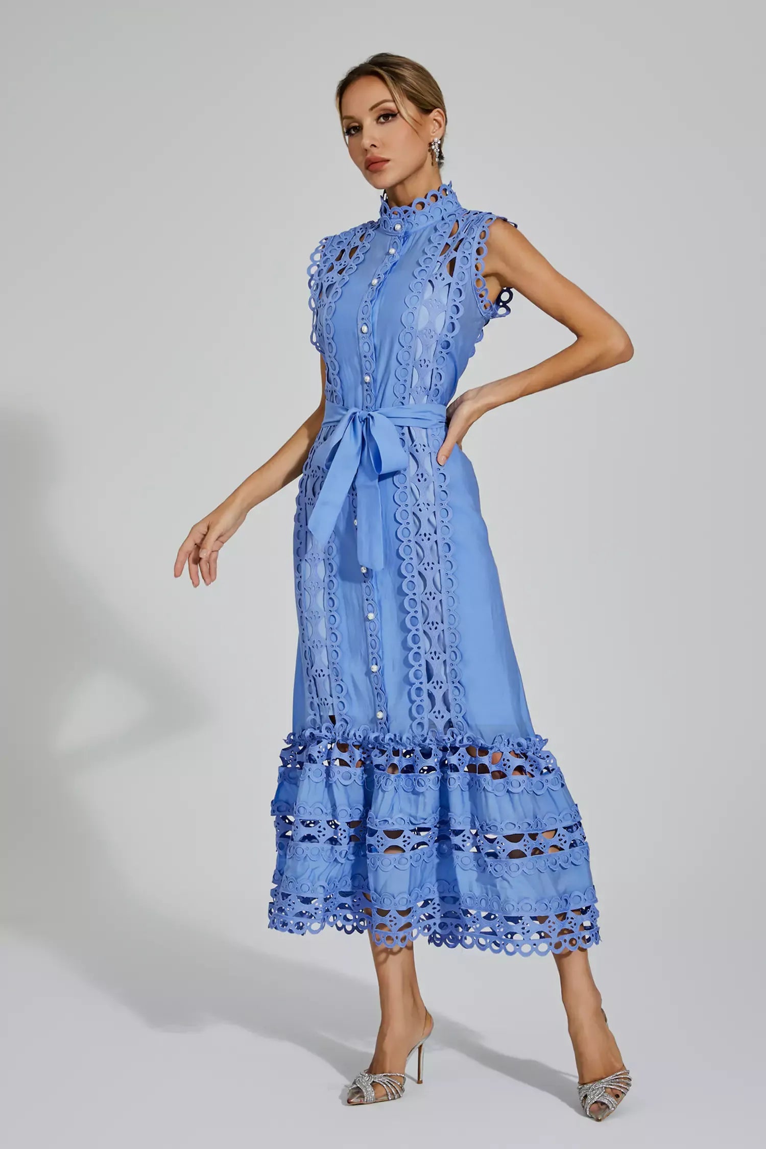 Nica™ | Blue Sleeveless Hollow Maxi Dress Dresses