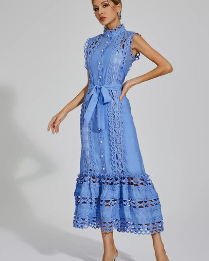 Nica™ | Blue Sleeveless Hollow Maxi Dress Dresses