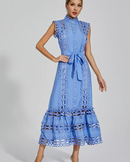 Nica™ | Blue Sleeveless Hollow Maxi Dress S Dresses