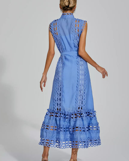 Nica™ | Blue Sleeveless Hollow Maxi Dress Dresses