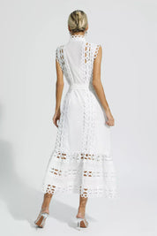 Pearl™ | White Sleeveless Hollow Maxi Dress Dresses