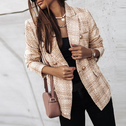 Women's Elegant Tailored Blazer Khaki Blazer