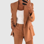Women's Classic Blazer and Pants Set Khaki Blazer