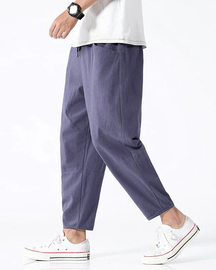 Kyoto Linen Cropped Pants Indigo Trousers
