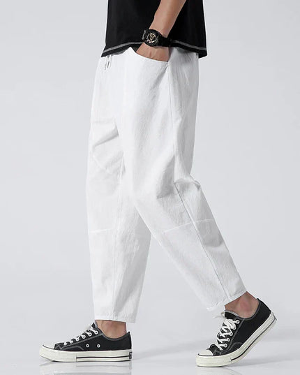 Kyoto Linen Cropped Pants White Trousers